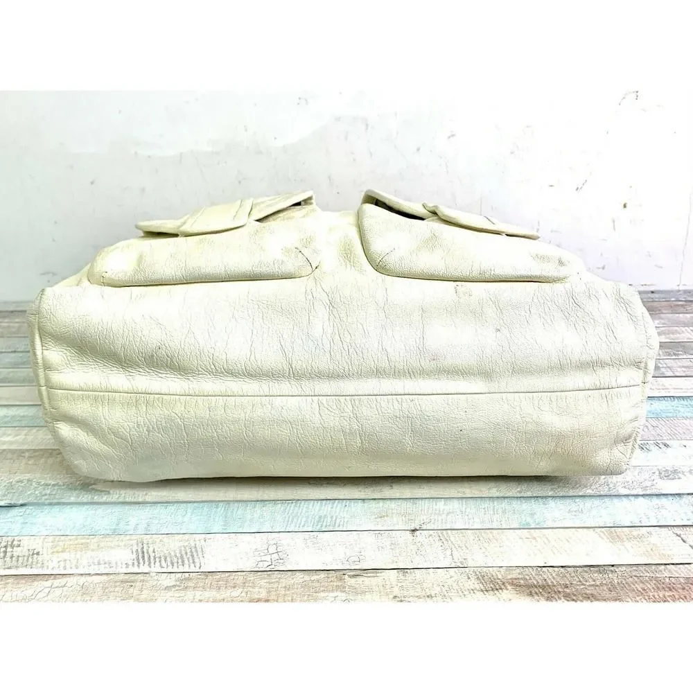 KATE SPADE NEW YORK IVORY CREAM GENUINE LEATHER ZIP TOP HOBO SHOULDER BAG PURSE